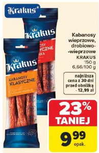 Kabanosy wieprzowe, drobiowo-wieprzowe KRAKUS