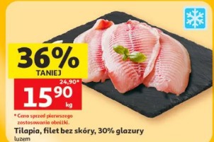 Tilapia, filet bez skóry, 30% glazury