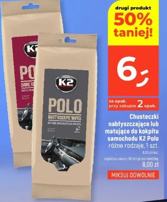 Chusteczki nabłyszczające lub matujące do kokpitu samochodu K2 Polo