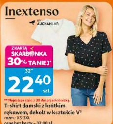 T-shirt damski z krótkim rękawem, dekolt w kształcie V