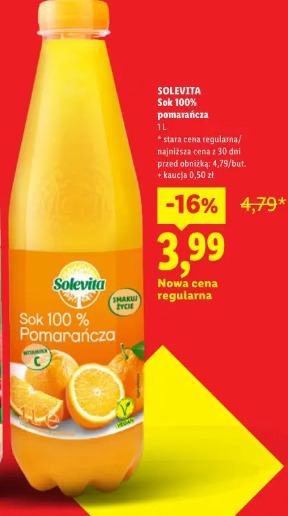 Solevita Sok 100% pomarańcza
