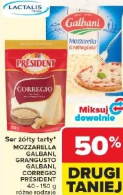 Ser żółty tarty Mozzarella Galbani, Grangusto Galbani, Corregio Président