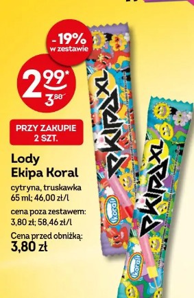 Lody Ekipa Koral cytryna, truskawka