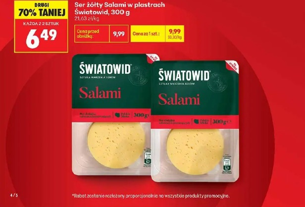 Ser żółty Salami w plastrach Światowid