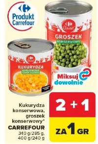 Kukurydza konserwowa, groszek konserwowy Carrefour