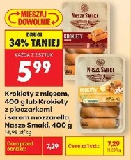 Krokiety z mięsem, 400 g lub Krokiety z pieczarkami i serem mozzarella Nasze Smaki