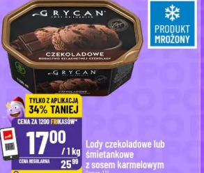 Lody czekoladowe lub śmietankowe z sosem karmelowym Grycan