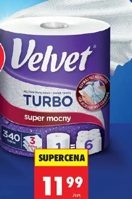 Ręcznik papierowy Velvet Turbo 3 warstwy, 340 listków