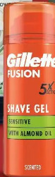Gillette Fusion shave gel sensitive with almond oil