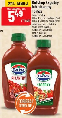 Ketchup łagodny lub pikantny Tortex