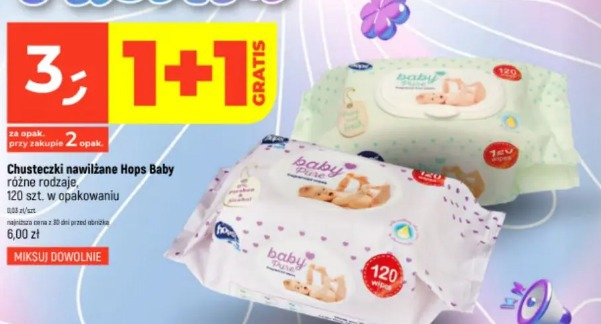 Chusteczki nawilżane Hops Baby różne rodzaje