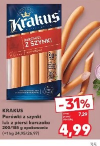 Krakus Parówki z szynki lub z piersi kurczaka