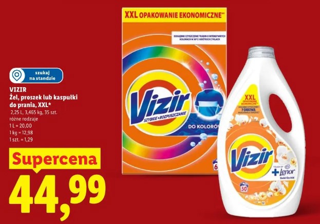 Vizir żel, proszek lub kapsułki do prania, XXL