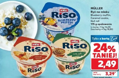 Müller Ryż na mleku Blueberry muffin, Caramel cookie, Nut roll