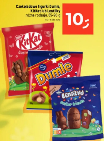 Czekoladowe figurki Dumle, KitKat lub Lentilky