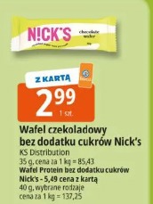 Wafel czekoladowy bez dodatku cukrów Nick’s KS Distribution