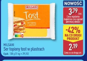 Ser topiony tost w plastrach Milsani