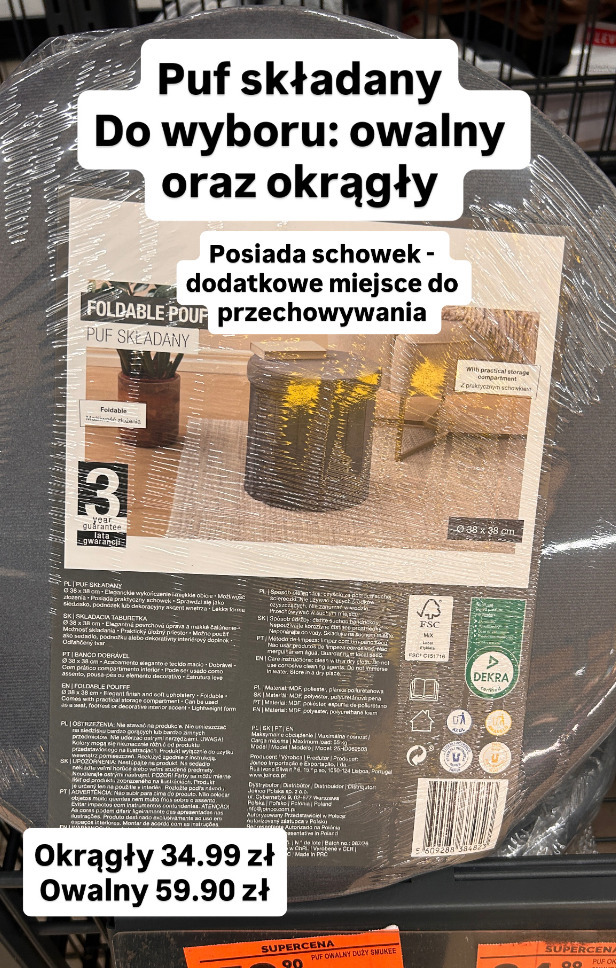 Puf składany okrągły