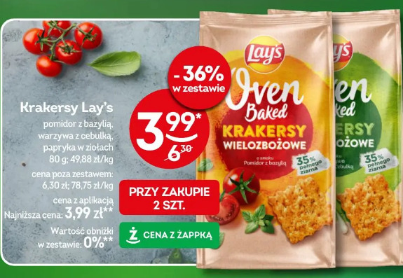 Krakersy Lay's pomidor z bazylią/ warzywa z cebulką, papryka w ziołach