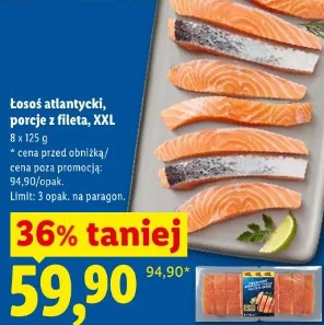 Łosoś atlantycki, porcje z fileta, XXL