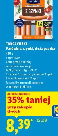 Tarczyński Parówki z szynki, duża paczka