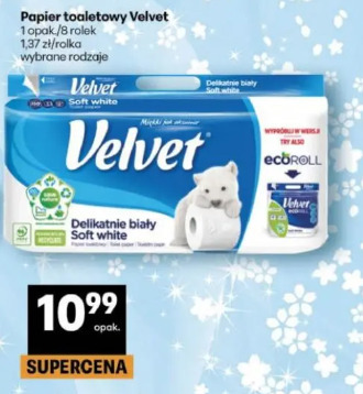 Papier toaletowy Velvet Delikatnie biały Soft white