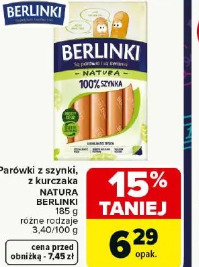 Parówki z szynki, z kurczaka z NATURA BERLINKI