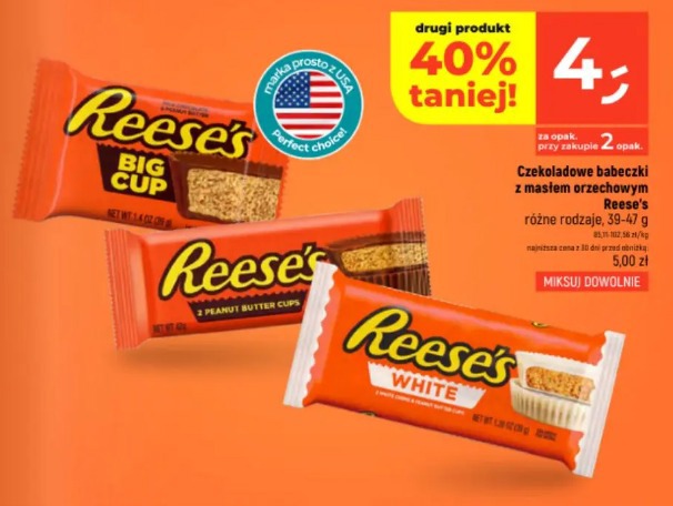 Czekoladowe babeczki z masłem orzechowym Reese's