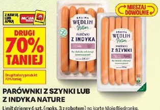 Parówki z szynki lub z indyka Kraina Wędlin Nature