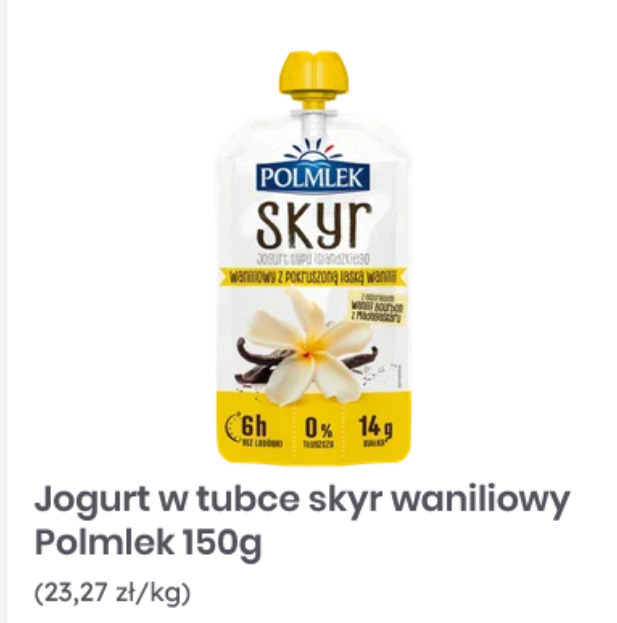 Jogurt w tubce skyr waniliowy Polmlek