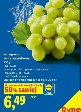Winogrona jasne bezpestkowe