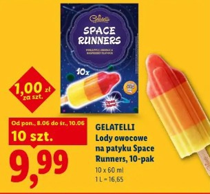 Gelatelli Lody owocowe na patyku Space Runners, 10-pak