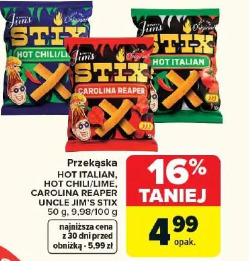 Przekąska HOT ITALIAN, HOT CHILI/LIME, CAROLINA REAPER UNCLE JIM'S