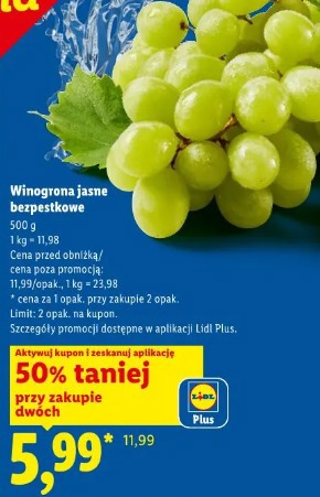 Winogrona jasne bezpestkowe