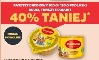 Pasztet drobiowy 100 g i 195 g Podlaski drugi, tańszy produkt 40% taniej