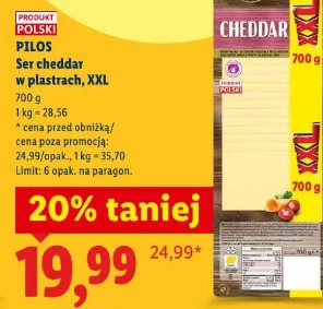 Pilos Ser cheddar w plastrach, XXL