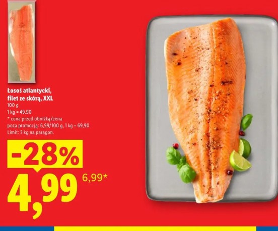 Łosoś atlantycki, filet ze skórą, XXL