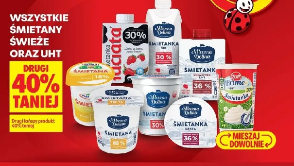 Wszystkie śmietany świeże oraz UHT