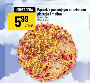 Pączek z podwójnym nadzieniem pistacja i malina