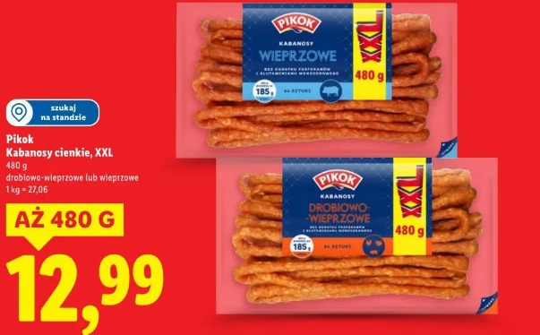 Pikok Kabanosy cienkie, XXL