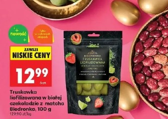 Truskawka liofilizowana w białej czekoladzie z matcha Biedronka