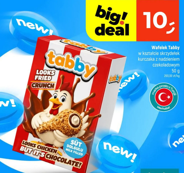 Wafelek Tabby w kształcie skrzydełek kurczaka z nadzieniem czekoladowym