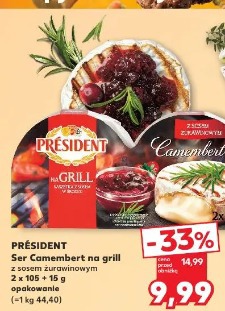 Président Ser Camembert na grill z sosem żurawinowym