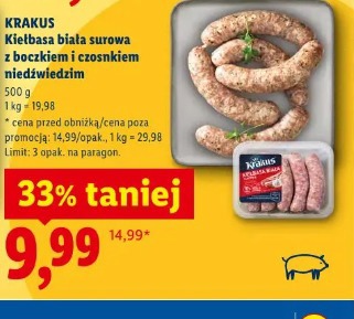 Krakus Kiełbasa biała surowa z boczkiem i czosnkiem niedźwiedzim