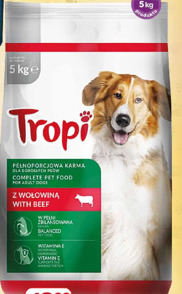 Sucha karma dla psa z wołowiną Tropi