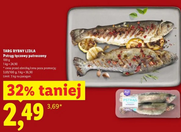 Targ Rybny Lidla Pstrąg tęczowy patroszony
