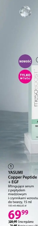YASUMI Copper Peptide + EGF liftingujące serum z peptydem miedziowym i czynnikami wzrostu do twarzy