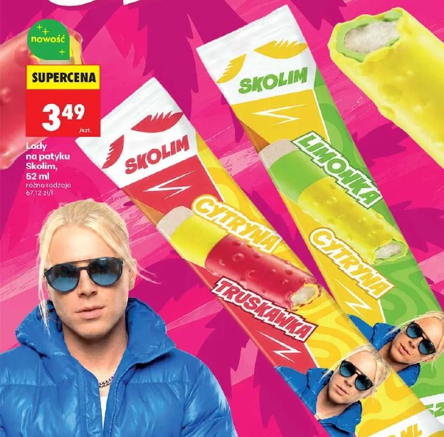 Skolim lody na patyku cytryna, limonka, truskawka