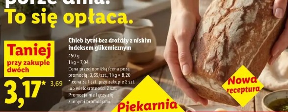 Chleb żytni bez drożdży z niskim indeksem glikemicznym
