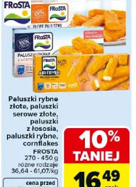 Frosta paluszki rybne złote, paluszki serowe złote, paluszki z łososia, paluszki rybne, cornflakes